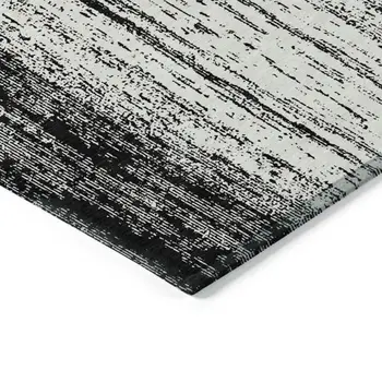 3' X 5' Black And Ivory Striped Washable Indoor Outdoor Area Rug
