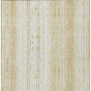 8' X 10' Gold And Ivory Striped Washable Indoor Outdoor Area Rug