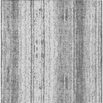 8' X 10' Gray And Ivory Striped Washable Indoor Outdoor Area Rug