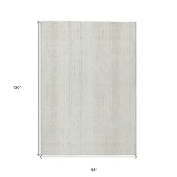 8' X 10' Ivory And Beige Striped Washable Indoor Outdoor Area Rug