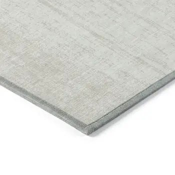 8' X 10' Ivory And Beige Striped Washable Indoor Outdoor Area Rug