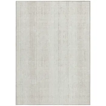 8' X 10' Ivory And Beige Striped Washable Indoor Outdoor Area Rug