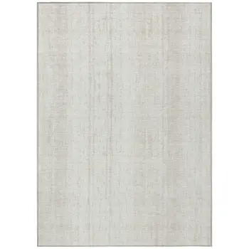 9' X 12' Ivory And Beige Striped Washable Indoor Outdoor Area Rug