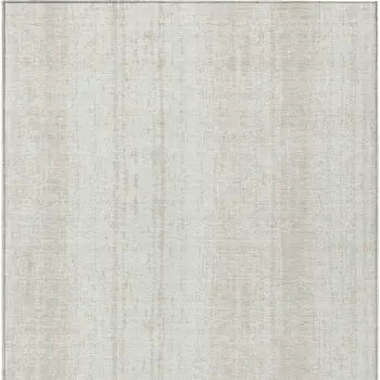 10' X 14' Ivory And Beige Striped Washable Indoor Outdoor Area Rug
