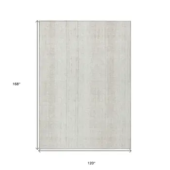 10' X 14' Ivory And Beige Striped Washable Indoor Outdoor Area Rug