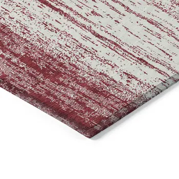 5' X 8' Merlot And Ivory Striped Washable Indoor Outdoor Area Rug