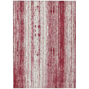 10' X 14' Merlot And Ivory Striped Washable Indoor Outdoor Area Rug
