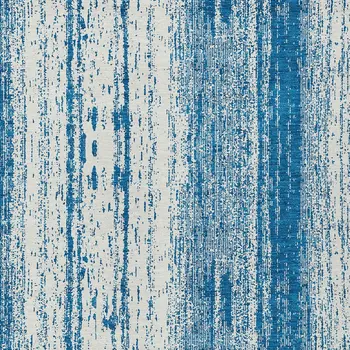3' X 5' Navy Blue And Ivory Striped Washable Indoor Outdoor Area Rug