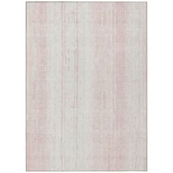 3' X 5' Pink And Ivory Striped Washable Indoor Outdoor Area Rug