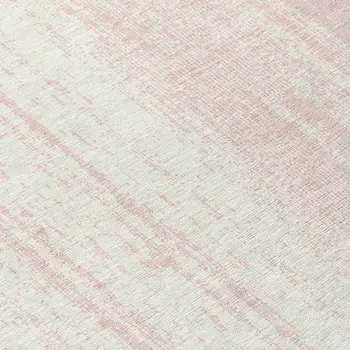 8' Pink And Ivory Round Striped Washable Indoor Outdoor Area Rug