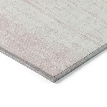 10' X 14' Pink And Ivory Striped Washable Indoor Outdoor Area Rug
