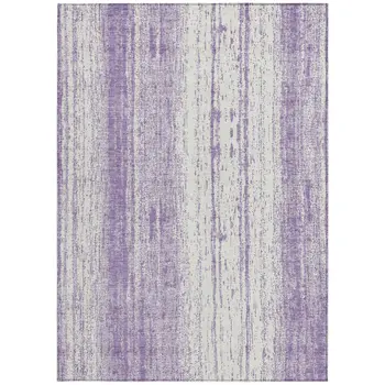 3' X 5' Purple And Ivory Striped Washable Indoor Outdoor Area Rug