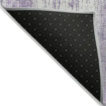 10' X 14' Purple And Ivory Striped Washable Indoor Outdoor Area Rug
