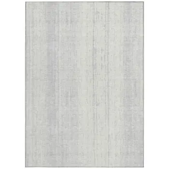 3' X 5' Silver And Ivory Striped Washable Indoor Outdoor Area Rug