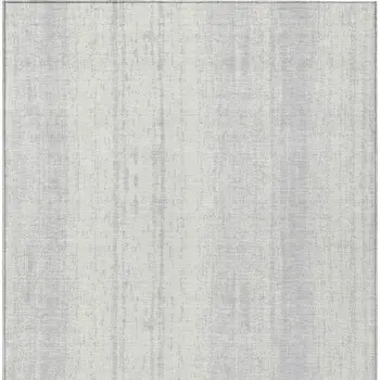 8' X 10' Silver And Ivory Striped Washable Indoor Outdoor Area Rug
