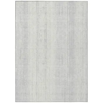 8' X 10' Silver And Ivory Striped Washable Indoor Outdoor Area Rug