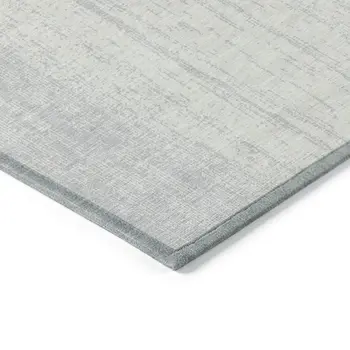 8' X 10' Silver And Ivory Striped Washable Indoor Outdoor Area Rug