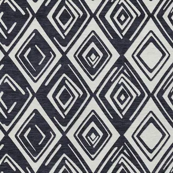 3' X 5' Black And Ivory Geometric Washable Indoor Outdoor Area Rug