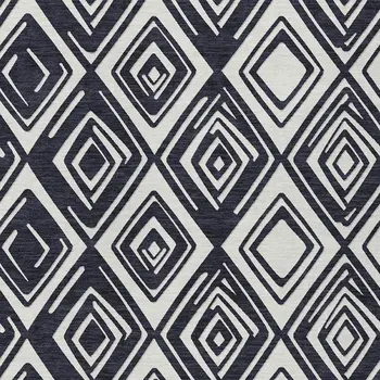 5' X 8' Black And Ivory Geometric Washable Indoor Outdoor Area Rug