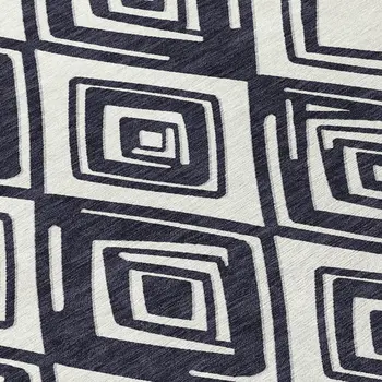 5' X 8' Black And Ivory Geometric Washable Indoor Outdoor Area Rug