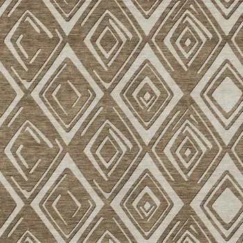 3' X 5' Brown And Beige Geometric Washable Indoor Outdoor Area Rug