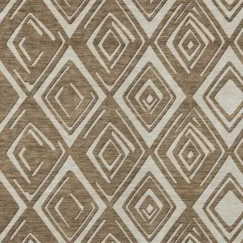 10' X 14' Brown And Beige Geometric Washable Indoor Outdoor Area Rug