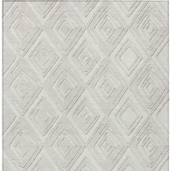 5' X 8' Ivory And Beige Geometric Washable Indoor Outdoor Area Rug