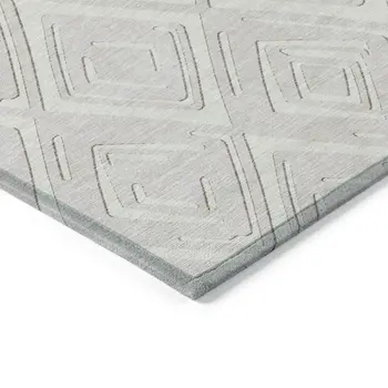 9' X 12' Ivory And Beige Geometric Washable Indoor Outdoor Area Rug