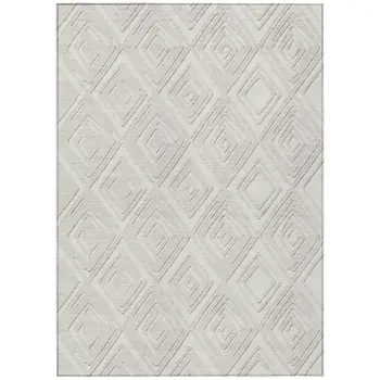 10' X 14' Ivory And Beige Geometric Washable Indoor Outdoor Area Rug