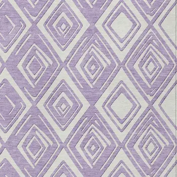 3' X 5' Lavender And Ivory Geometric Washable Indoor Outdoor Area Rug