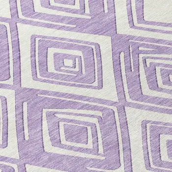 8' Lavender And Ivory Round Geometric Washable Indoor Outdoor Area Rug