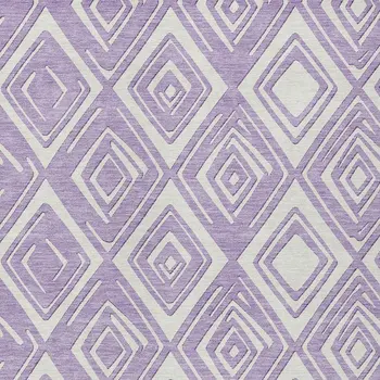 9' X 12' Lavender And Ivory Geometric Washable Indoor Outdoor Area Rug