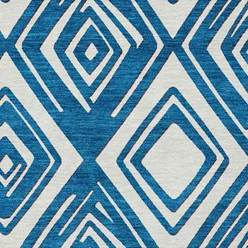 5' X 8' Navy Blue And Ivory Geometric Washable Indoor Outdoor Area Rug