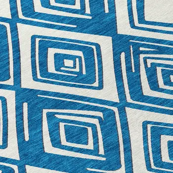 8' X 10' Navy Blue And Ivory Geometric Washable Indoor Outdoor Area Rug