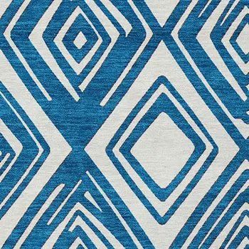 9' X 12' Navy Blue And Ivory Geometric Washable Indoor Outdoor Area Rug