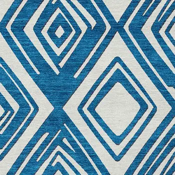 10' X 14' Navy Blue And Ivory Geometric Washable Indoor Outdoor Area Rug