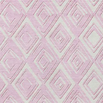3' X 5' Pink And Ivory Geometric Washable Indoor Outdoor Area Rug