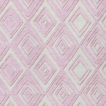5' X 8' Pink And Ivory Geometric Washable Indoor Outdoor Area Rug
