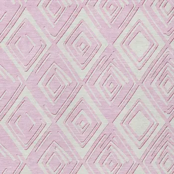 8' X 10' Pink And Ivory Geometric Washable Indoor Outdoor Area Rug