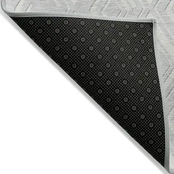 9' X 12' Silver And Ivory Geometric Washable Indoor Outdoor Area Rug