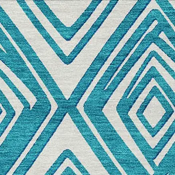 9' X 12' Teal Blue And Ivory Geometric Washable Indoor Outdoor Area Rug