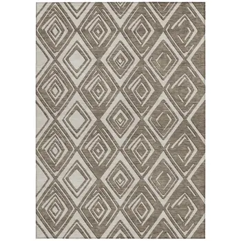 8' X 10' Taupe And Beige Geometric Washable Indoor Outdoor Area Rug