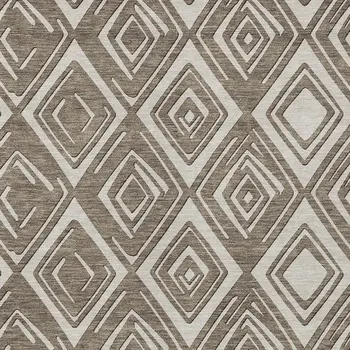 10' X 14' Taupe And Beige Geometric Washable Indoor Outdoor Area Rug