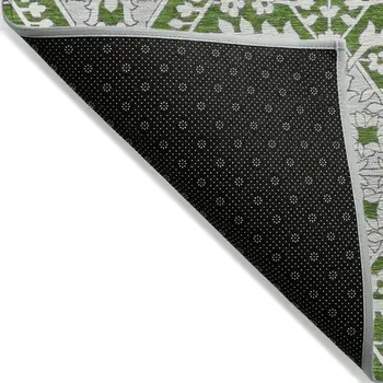 3' X 5' Green Gray And Taupe Floral Washable Indoor Outdoor Area Rug