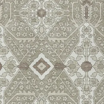 8' X 10' Taupe Beige And Ivory Floral Washable Indoor Outdoor Area Rug