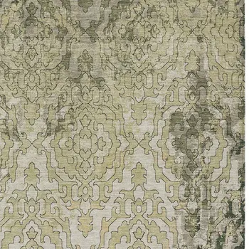 10' X 14' Artichoke Green And Beige Medallion Washable Indoor Outdoor Area Rug