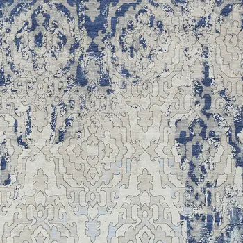 8' X 10' Navy Blue Beige And Sky Blue Medallion Washable Indoor Outdoor Area Rug