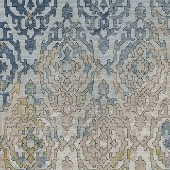 9' X 12' Sky Blue And Denim Blue Medallion Washable Indoor Outdoor Area Rug