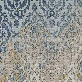 10' X 14' Sky Blue And Denim Blue Medallion Washable Indoor Outdoor Area Rug
