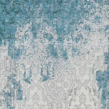 10' X 14' Teal Blue Gray And Ivory Medallion Washable Indoor Outdoor Area Rug